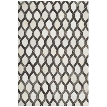 Flowers First 3 x 5 ft. Studio Leather Hand Woven Area Rug, Ivory & Grey - Small Rectangle FL1892407